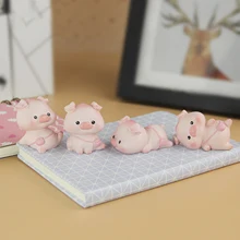 Mini Figurine de cochon de dessin animé, décoration de bureau, Statue décorative en résine, pour la maison, les magasins et le bureau