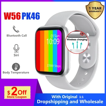 

Original IWO W56 Smart Watch 44MM Series 6 1.75 inch Bluetooth Call Smartwatch IWO 13 ECG Heart Rate Siri Upgrade PK Iwo W46