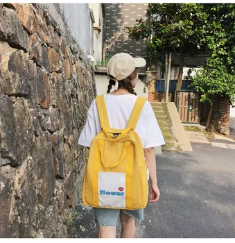 

Summer simple contrast color stitching Schoolbag student cute large capacity backpack