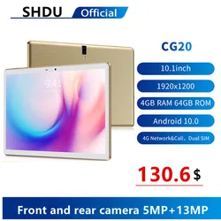 Tablette Pc Android 2021 de 10.1 pouces, en verre trempé, avec Google Play, 3G et 4G, pour appels téléphoniques, WiFi, Bluetooth, GPS, nouvelle collection 10.0 
