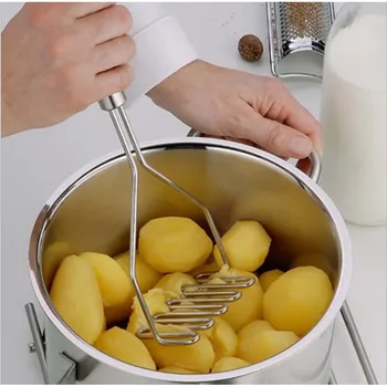 

stainless steel kitchen gadget Hand Pressure Potato Mud Steel Cooking Vegetable Fruit Tool Food Crush Mashed