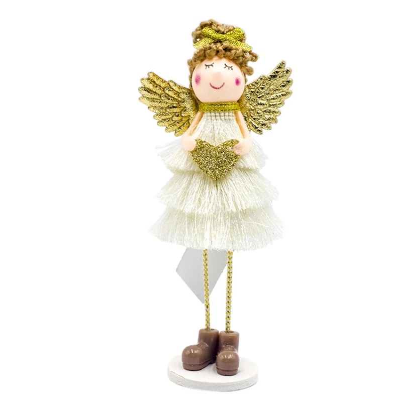 Gold Angel Doll Christmas Standing Desktop Ornament Holiday Figurines Gift For Boys& Girls Adornos De Navidad Desktop Decor - Цвет: B