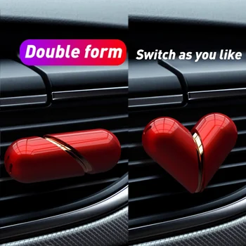 

2 in 1 Loving Heart Fragrance Car Air Freshener Car Fragrance with 2pcs Replace Aromatherapy car decoration Car Styling