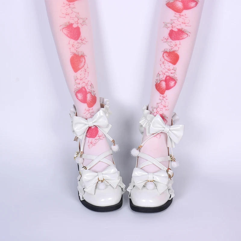 Японской принцессы; милые туфли в стиле «Лолита» ретро круглый носок, лакированная кожа, женская обувь милый бант с перекрестными ремешками обувь Kawaii лоли cos