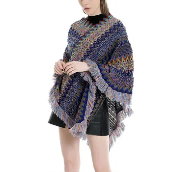 

Boho Fringed Poncho Cape Shawls Wraps Womens Coat Elegant Tops for Spring Winter Fall EIG88
