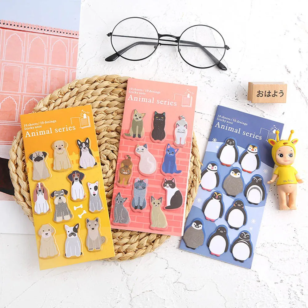 Kawaii Animal Dog Penguin Memo Pad N Times Sticky Notes Memo Notepad Cute Planner Stickers Bookmark Bullet Journal Stationery