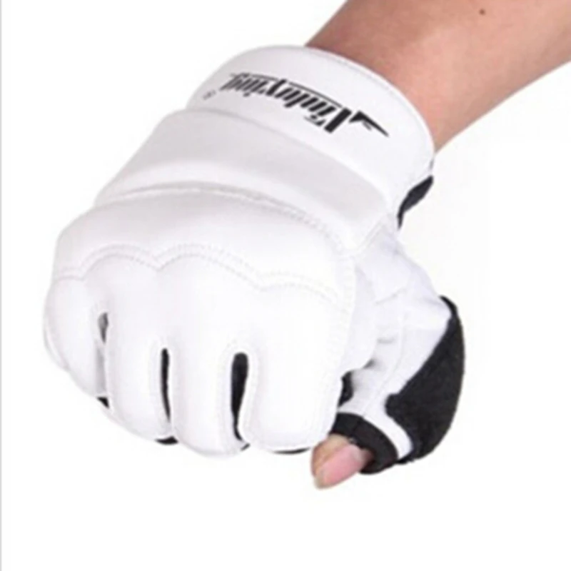 1 Pair Half Finger Boxing Gloves PU Leather MMA Fighting Kick Boxing Gloves Karate Muay Thai Training Workout Gloves Kids Men