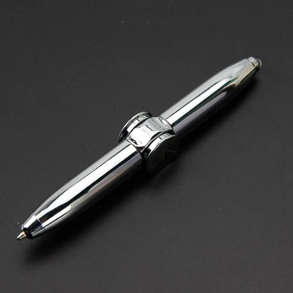 Silver Ручной спиннинг ручка со светодиодный светильник Spinner Игрушки Подарочная шариковая ручка спиннинг развлекательная ручка декомпрессионные игрушки - Цвет: Silver