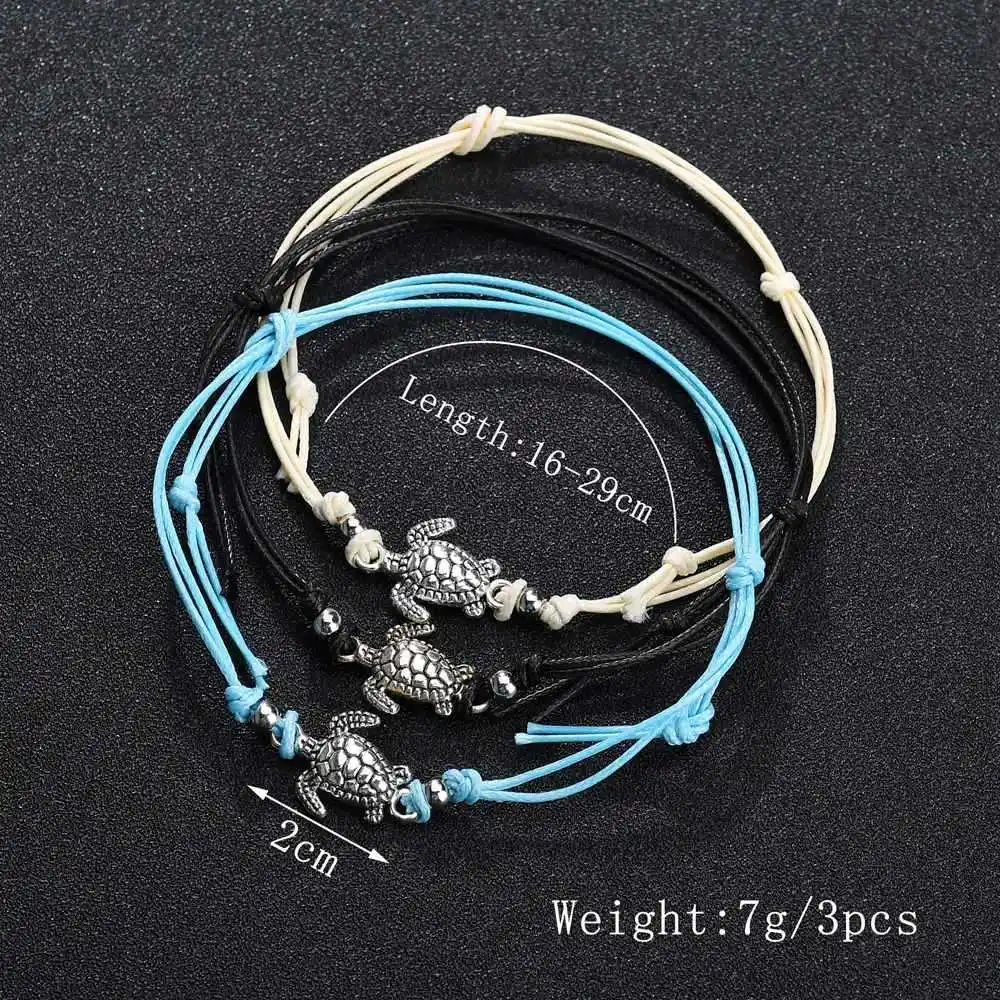 Turtle Anklets Women Fashion Beach Feet Decorations Female Ankle Bracelets 3 Rope Leg Bracelet 2018 Alloy Jewelry Accessories