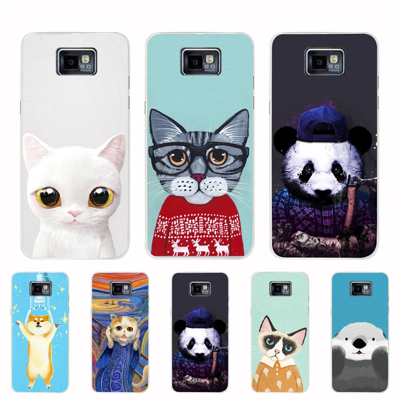 

Case For Samsung Galaxy S2 Case Silicone Cover For Samsung S2 SII Patterned Cover I9100 S2 GT-I9100 soft Anti-Knock Shell Cat