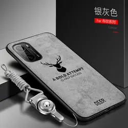 Premium Hard Fabric Deer Design Case with Lanyard - Protective Back Cover for Redmi Note10 Pro (Gray)