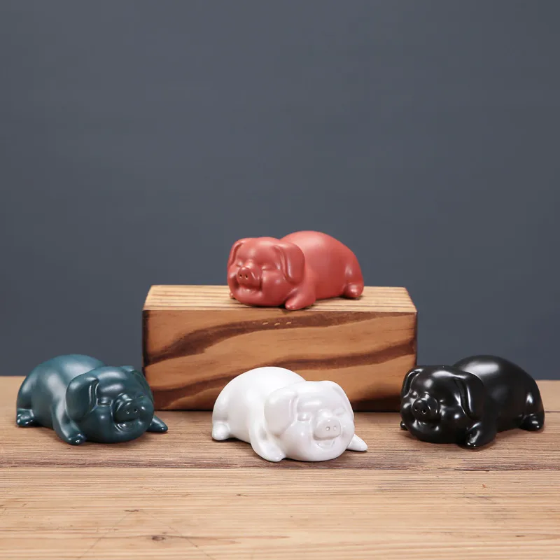 Porte-bonheur Cochon Magnétique En Porcelaine KCG - 4,5 X 3,5 Cm, Blanc