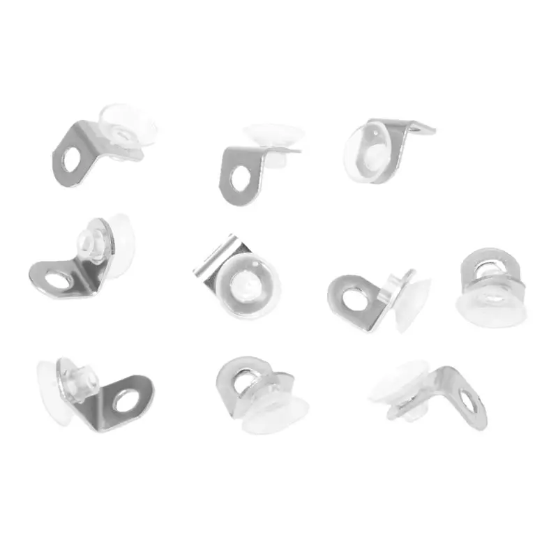 

10 Pcs Small Silver Tone Metal 90 Degrees Angle Bracket w Suction Cup