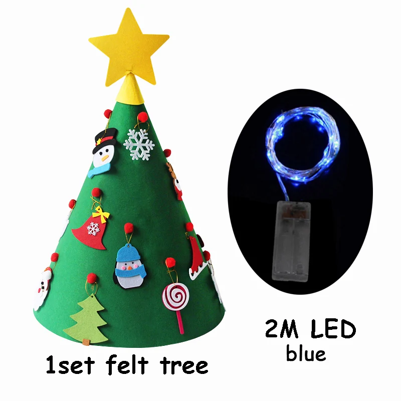 1 Набор 3D войлочная Рождественская елка с 2 м светодиодный светильник Рождественский подарок на год Navidad Natal для детей рождественские украшения для дома - Цвет: Christmas Tree 4