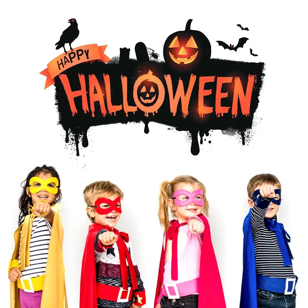 Маска для Хэллоуина, детская фетровая маска для глаз, набор, 100 наклеек, Детский супергерой, Полулицо, маскарад, день рождения, украшение