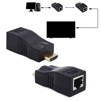 

4K 3D HDMI 1.4 30M Extender to RJ45 Over Cat 5e/6 Network LAN Ethernet Adapter HDMI Extension for HDTV