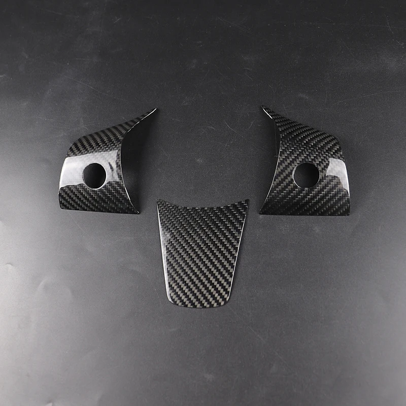 

New 3PCS Carbon Fiber Decorative Stickers For Tesla Model 3 Steering Wheel Accessory Decorative Sticker