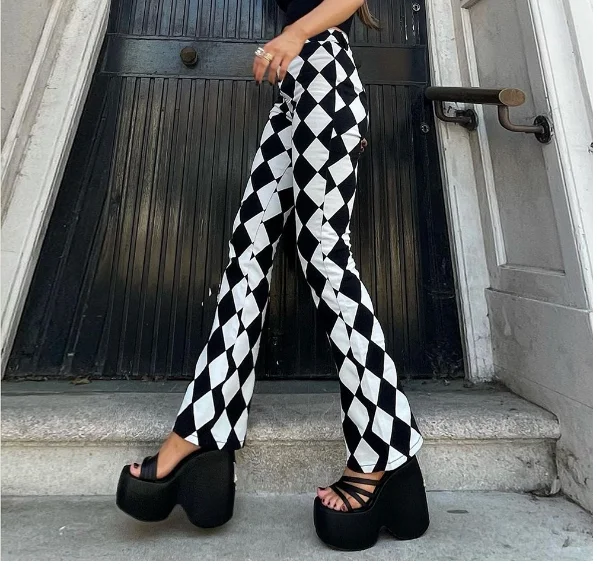 

Pantalones holgados a cuadros para mujer, calбежевый и Повседневный стиль