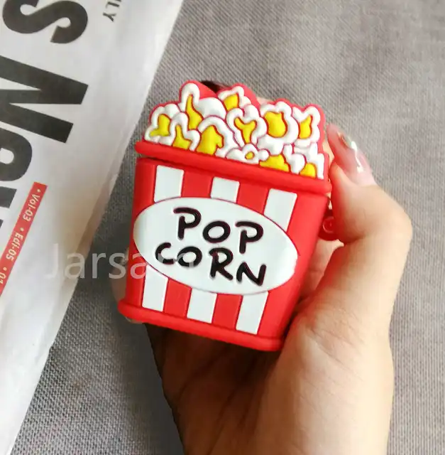 Cartoon For airpods case Silicone Cover For airpods Case Cute Earphone 3D Headphone case Protective Popcorn