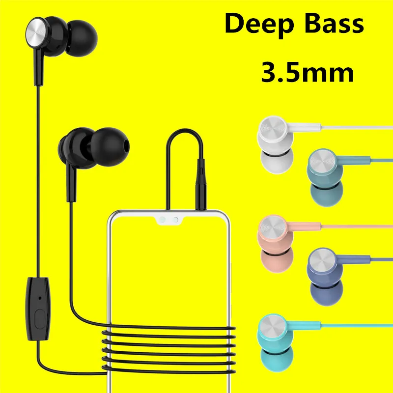 

New 3.5mm Wired Earphones Stereo Sound Line Control Game Music Sports Headset Deep Bass Sound Earbuds with Mic