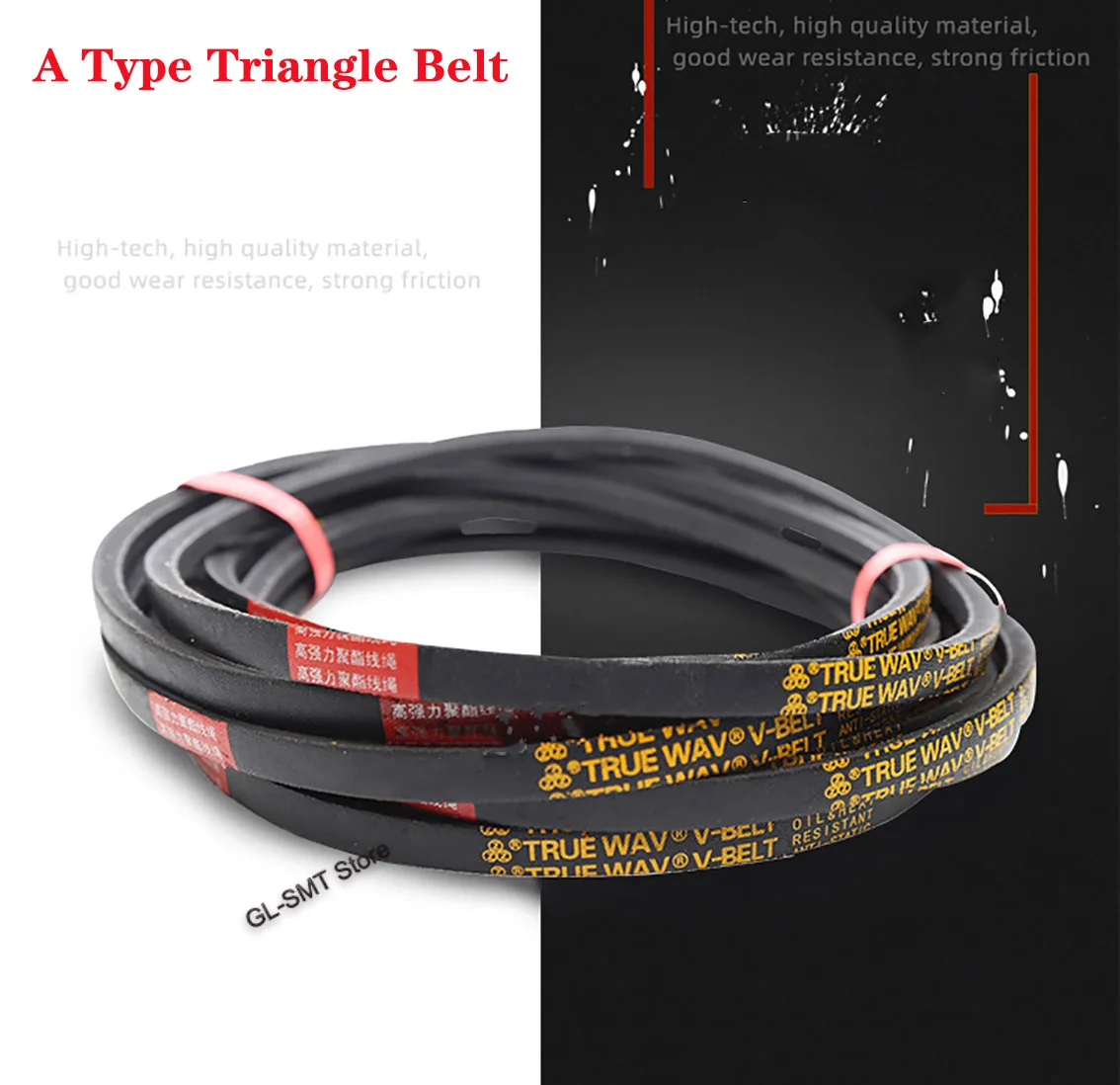

1Pcs A Type Triangle Belt Black Rubber V-Belt A500/550/600/650/700/750/800/850-1000mm Mechanical Industrial Transmission Belt