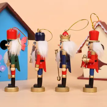 

4pcs/set Wooden Nutcracker Doll Soldier Miniature Figurines Vintage Handcraft Puppet New Year Christmas Ornaments Home Decor