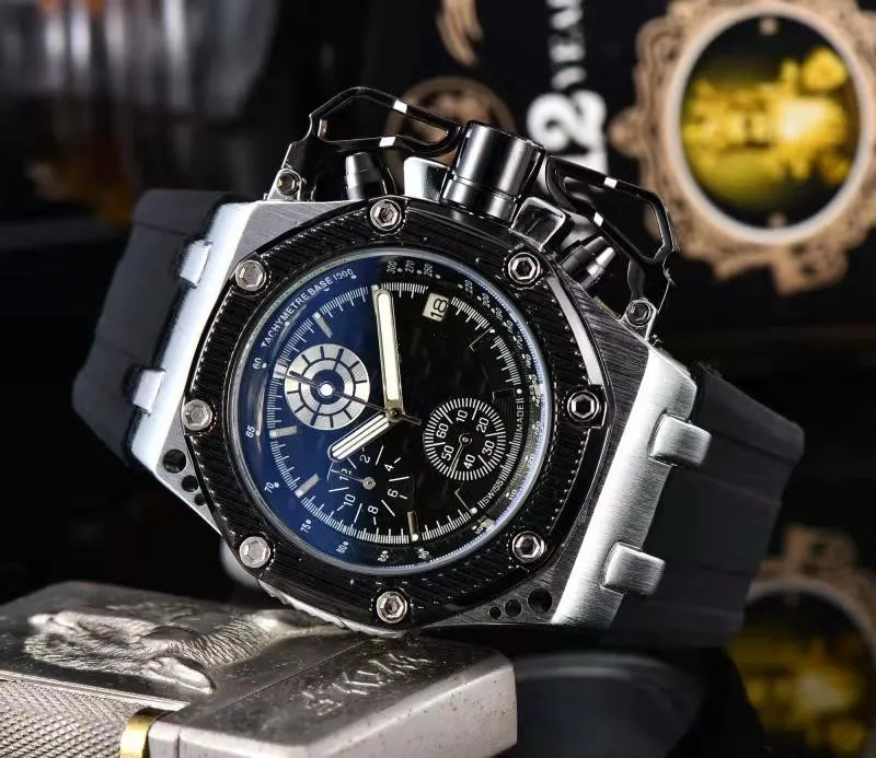 Мужские часы Великолепные механические Спортивные часы aaa, с двойным календарем на кожаном ремешке