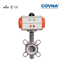 2,5 дюймов нержавеющая сталь 304 вафли пневматический клапан бабочка двойного действия PTFE сиденье PN16