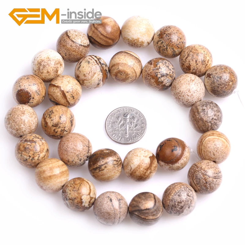 Round Picture Jasper 6mm 8mm 10mm 12mm 14mm Beads Natural Stone Beads DIY Loose Bead For Jewelry Making Strand 15 Inches