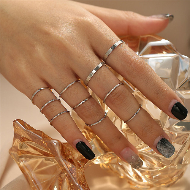Fashion Jewelry Rings Set Hot Selling Metal Alloy Hollow Round Women Finger Ring For Girl Lady Party Wedding Gifts