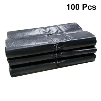 

100Pcs Garbage Bags Disposable Thicken Rubbish Bags Household Waste Trash Bags Container Organizer with Handle (Black)