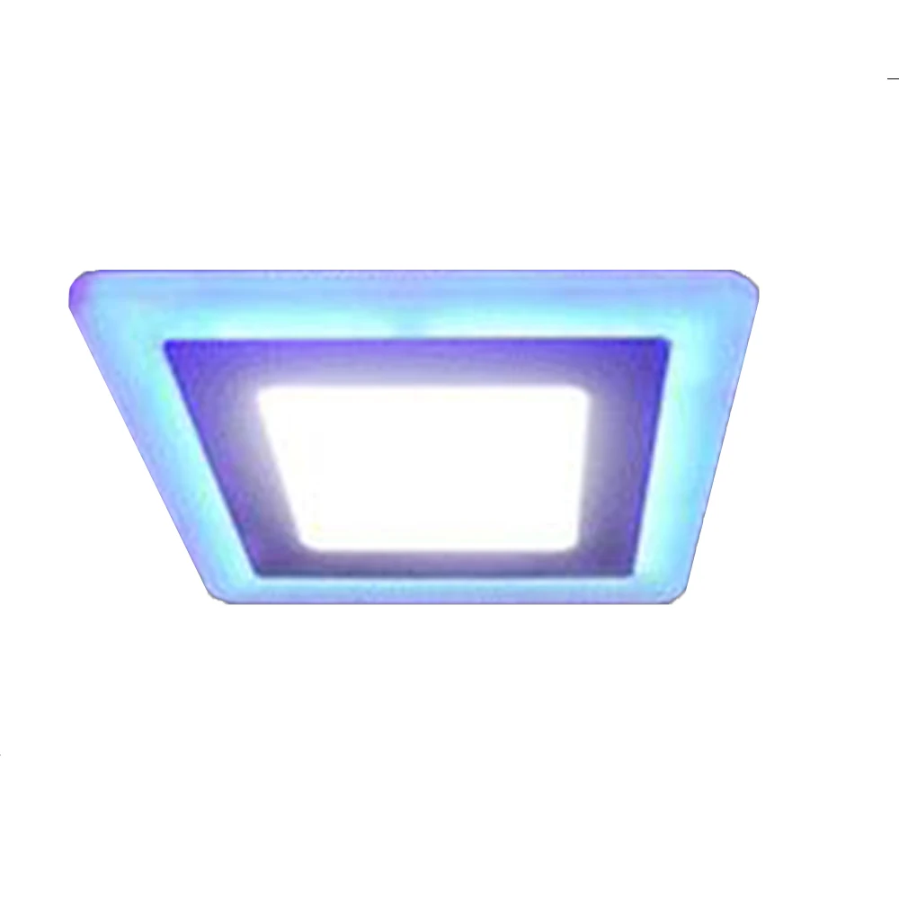 Двухцветный Встраиваемый светодиодный потолочный светильник BECOSAT 6 Вт 9 Вт Холодный белый и синий сменный светодиодный панельный светильник AC85-265V - Цвет корпуса: Square white