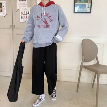 

Autumn Plus Size Women's Sweat Set Velvet Sweatshit Hooded Tops Women's Slim Ankle-length Pants Long Sleeve 2 Piece Set