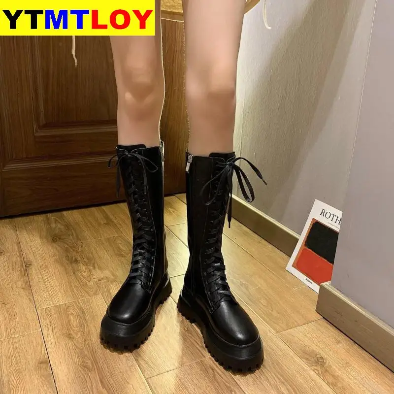 Botas con cordones y cremallera para mujer, botas cortas antideslizantes resistentes al desgaste, de viento británico, parte inferior gruesa del Joker, para invierno, 2020
