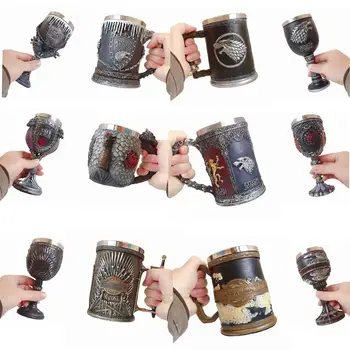 

Dragon and Wolf Coffee Mugs Stainless Steel Resin Cups and Mugs Creative Drinkware Mark Fire and Blood