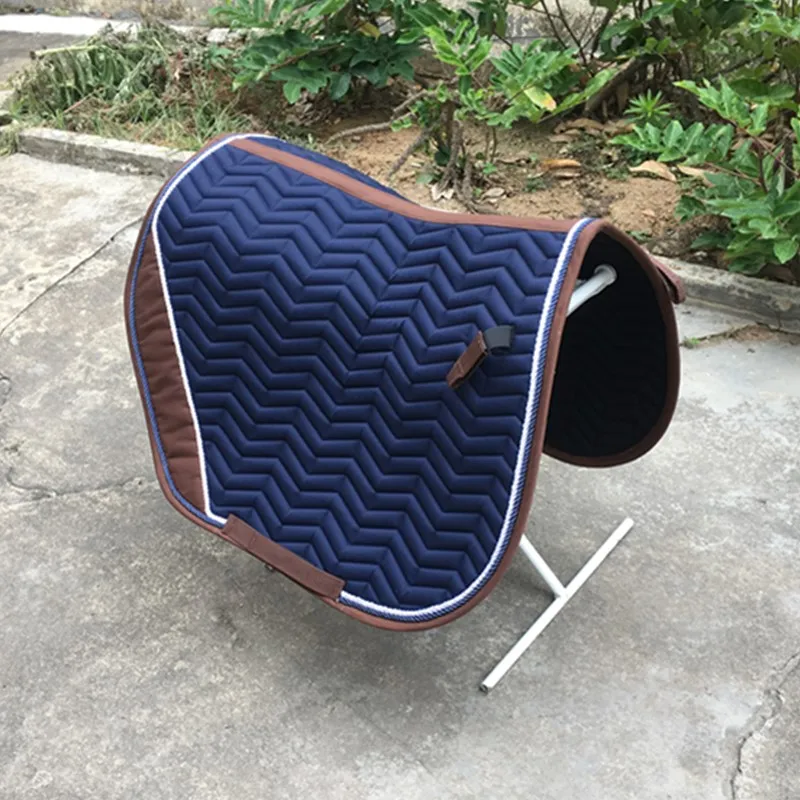 Horse Saddle Pads Full Cotton Cloth Lining Jumping Saddle Pad Blue Saddle Cushion Decorate Cord верховая езда 3