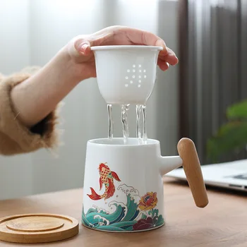 

Koi Cup Ceramic Filter Tea Cup Household Water Cup Office Cup Living Room Tea Cup