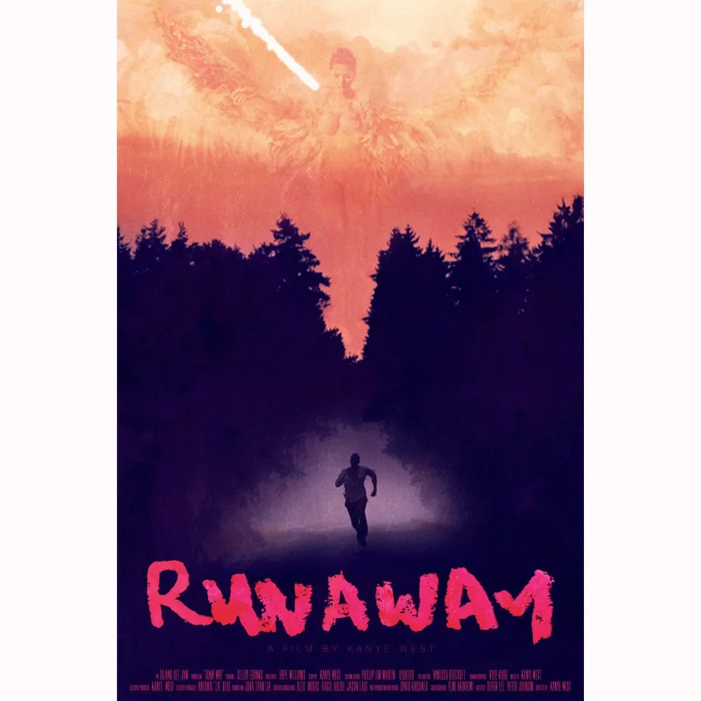 New Kanye West Runaway 2017 Hip Hop Rap Music-Silk Art Poster Wall Sicker Decoration Gift