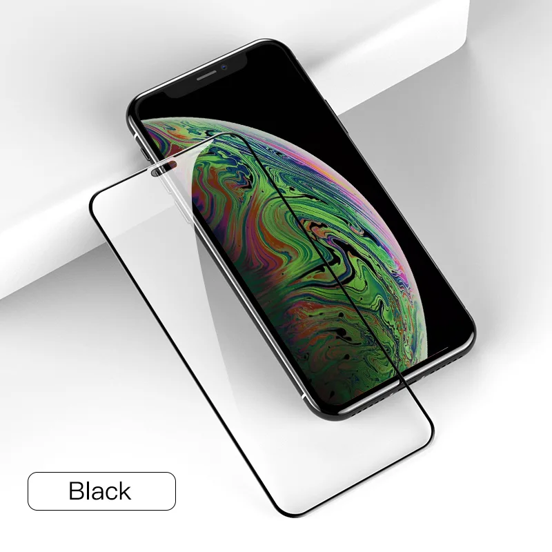 LUPHIE 6D полное клеевое покрытие из закаленного стекла для iPhone 11 Pro Max Защита экрана для iPhone 11 Pro max Защитная стеклянная пленка - Цвет: Черный