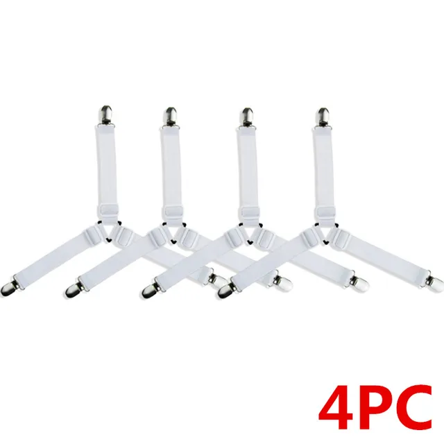 4Pcs/Set Adjustable Elastic Bed Sheet Sofa Holder Tablecloth Curtain Triangle Bed Sheet Clip Household Organizing Gadgets white