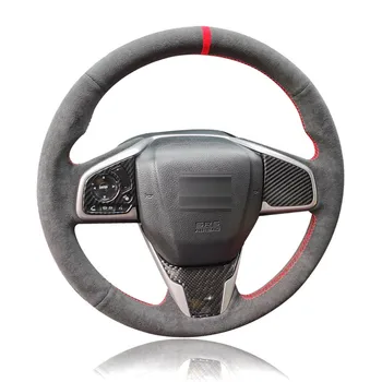 

Black Suede Leather Steering Wheel DIY Hand Sewing Protector Wrap Cover Fit For Honda Civic 16-19 / CR-V 17-19 / Clarity 16-18