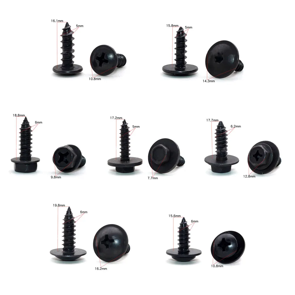 10pcs6mmHexScrew5mmTorxScrewCarFenderBumperCrossHeadScrew