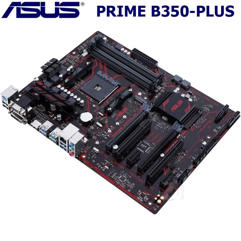  Socket AM4 DDR4 ASUS PRIME B350-PLUS Motherboard AMD B350 DDR4 64GB PCI-E 3.0 USB3.1 M.2 Original D