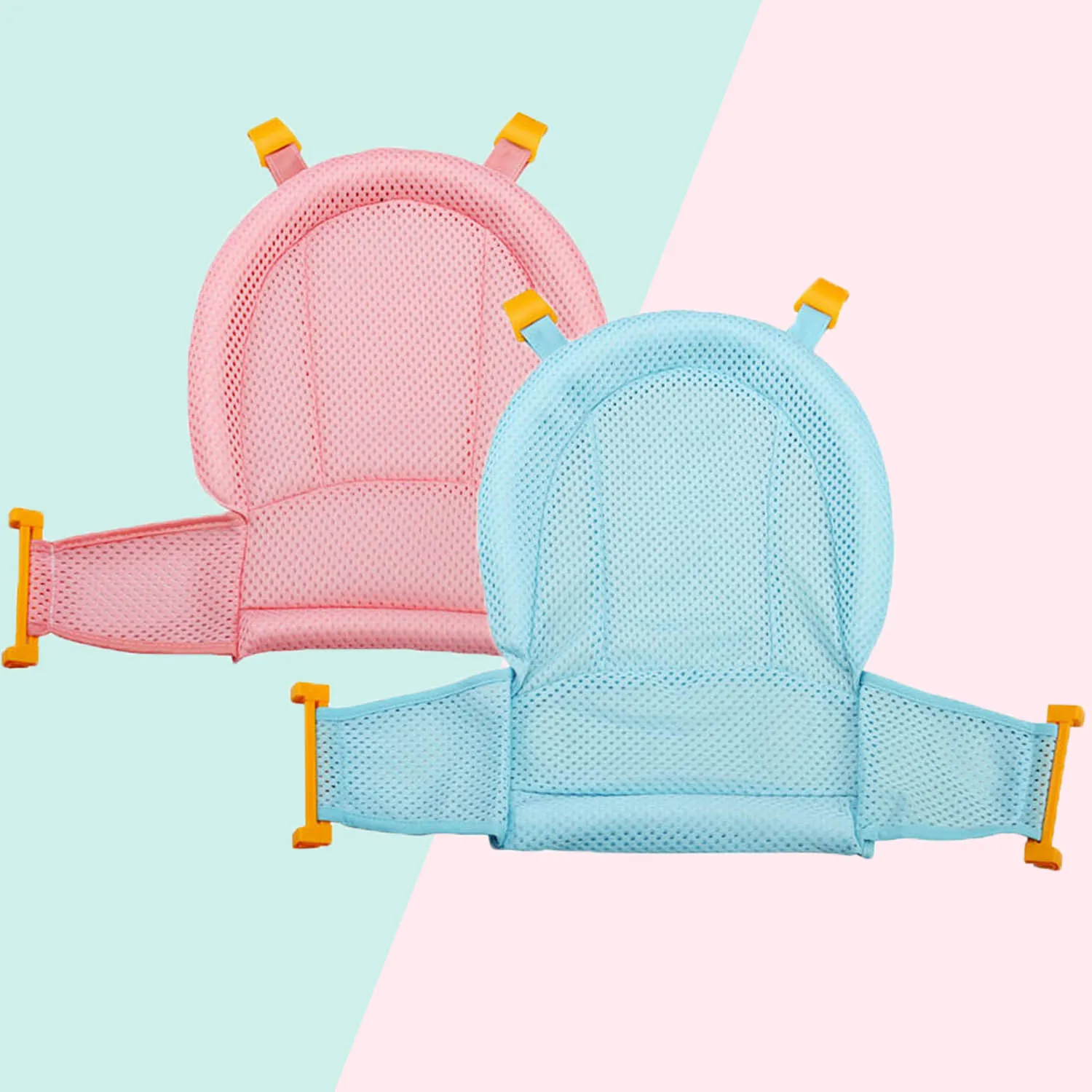 

0-12M Baby Bath Mat 3/4-Buckle Anti-Slip T-Shape Safety Shower Bath Seat Mat Support Non-slip Bathtub Net Sling Hammock Cushion