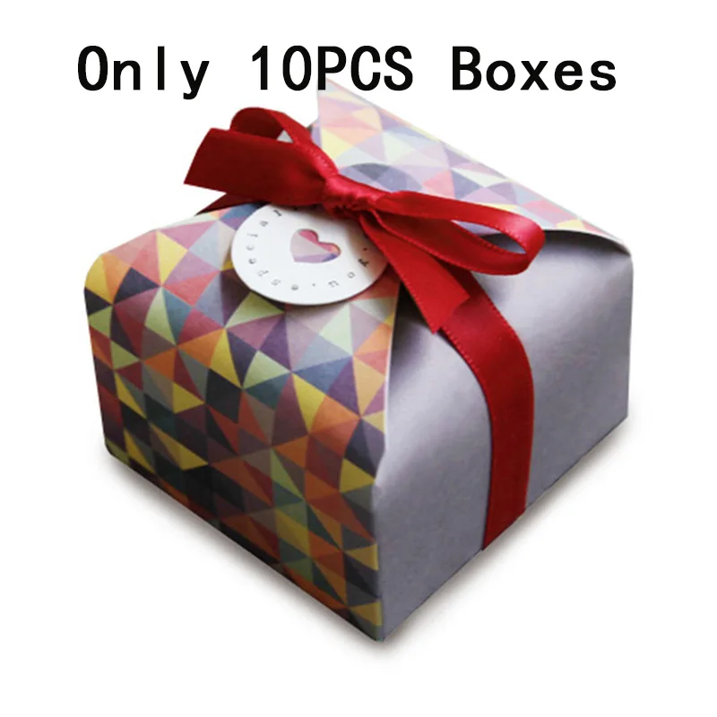 10pc color geometry Вечерние подарочные коробки для конфет, торта, шоколада, бонбоньерки, цветочные коробки, подарочная упаковка, Boite Dragees - Цвет: 10pc color geometry