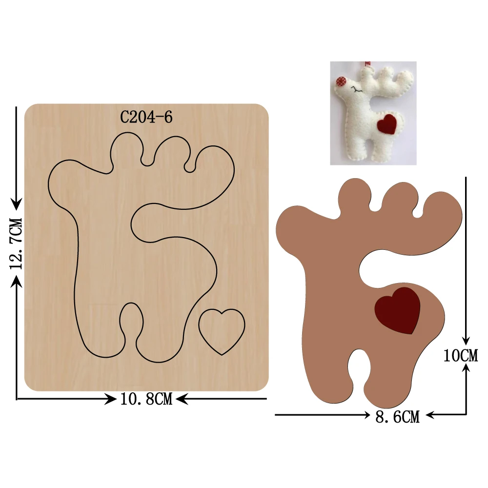 

New Christmas deer Wooden die Scrapbooking C204-6 Cutting Dies Suitable for common die cutting machines on the market