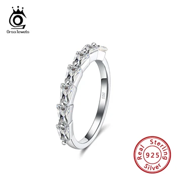 

ORSA JEWELS 925 Sterling Silver Eternity Rings Fan-shaped Sector Zirconia Women Eternal Ring Wedding Bands Jewelry Gift SR186