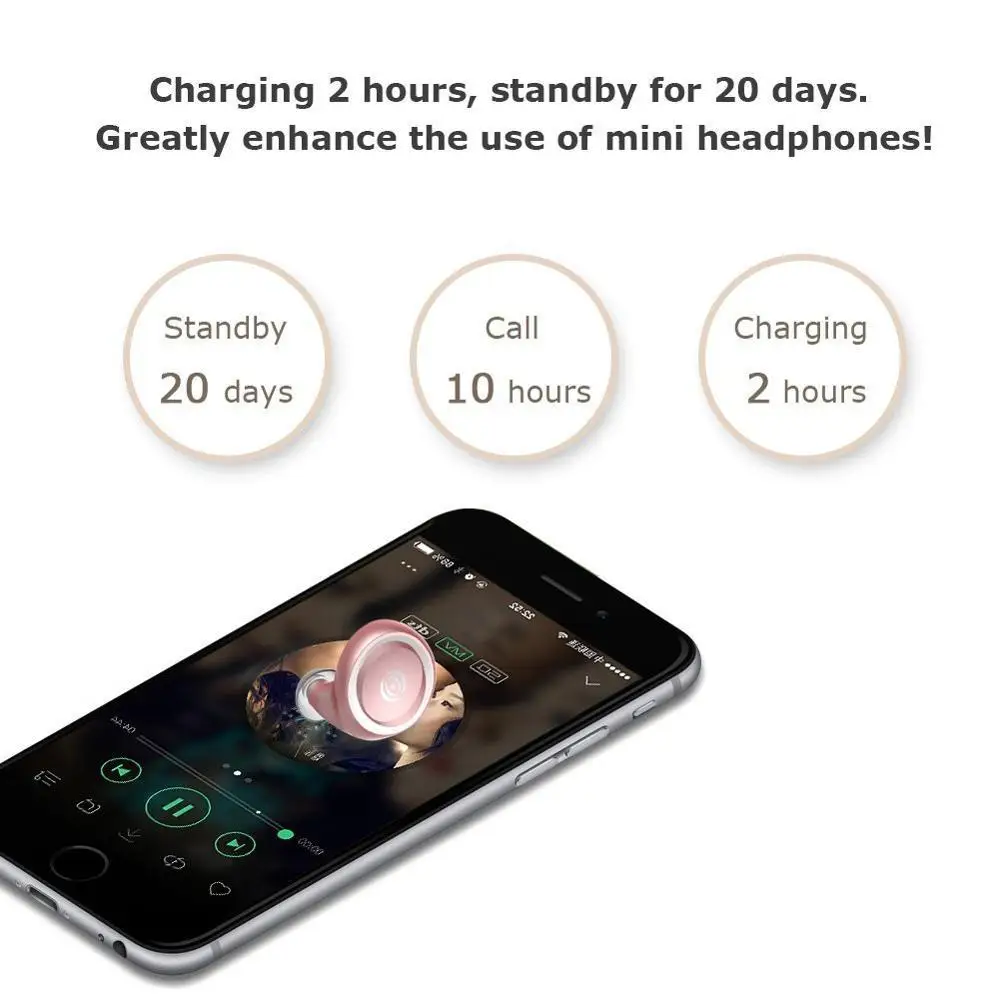 Universal Mini Wireless Bluetooth Earphone in Ear Stereo Sport with Mic Handsfree Single Headset Earbuds for iPhone Xiaomi Vivo