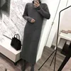 Turtleneck knitted sweater dress ladies fall winter elastic cashmere bottoming shirt midlength over the knee thick sweater dress ► Photo 3/6