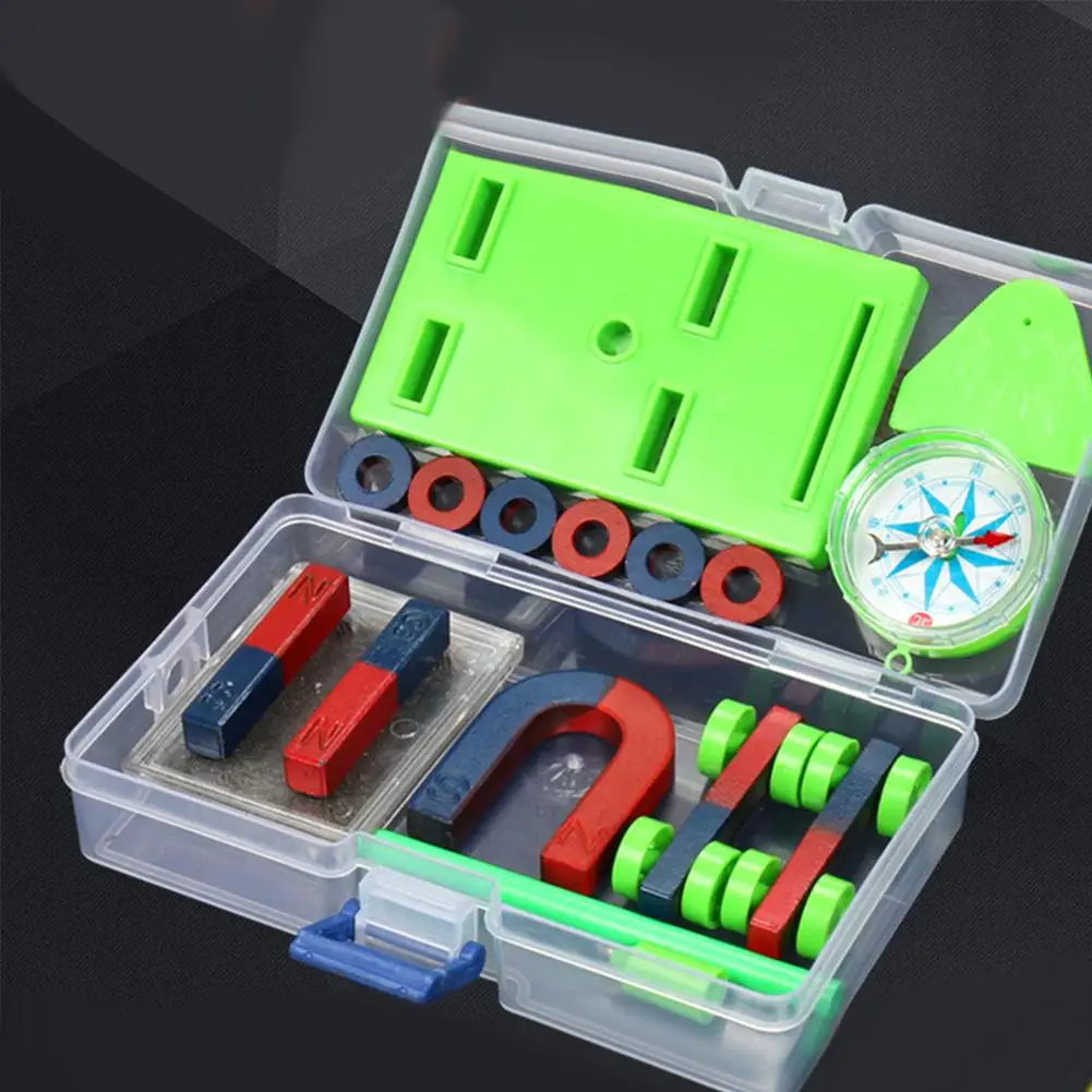 Manual DIY Bar Ring Horseshoe Compass Magnets Set Science Experiment Study Tool Kids Teach Training Toy afbeelding